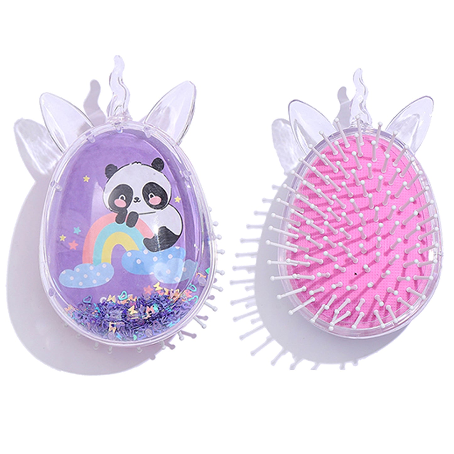 Children's Cute Cartoon Pattern Pony Shape Powder Sequins Portable Airbag Hair Brushes & Combs