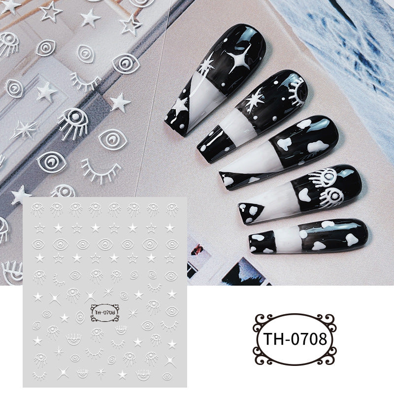 White Three-dimensional Adhesive Shell Relief Paper Nail Care Nail Art