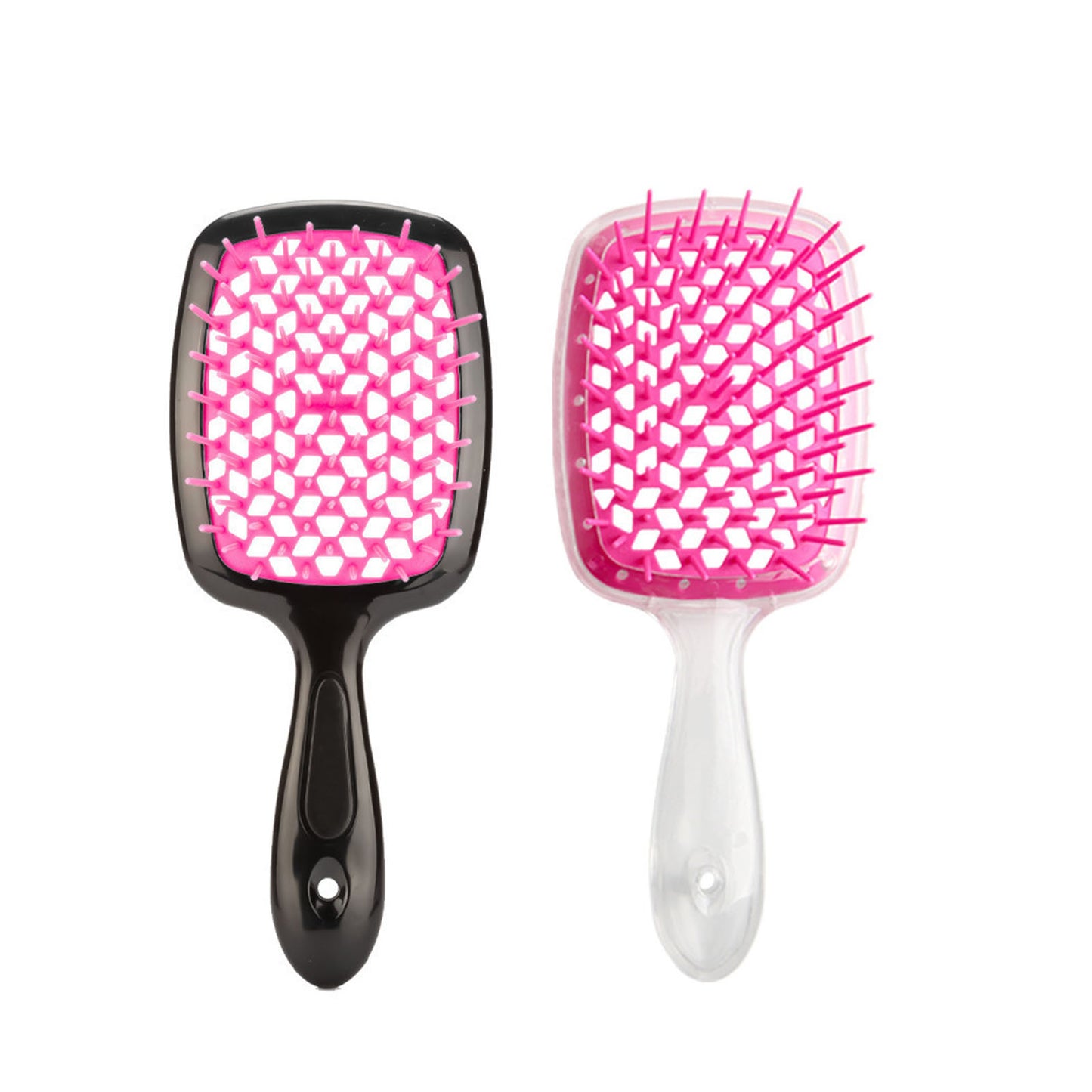 Square Hollow Grid Color Stitching Massage Hair Brushes & Combs