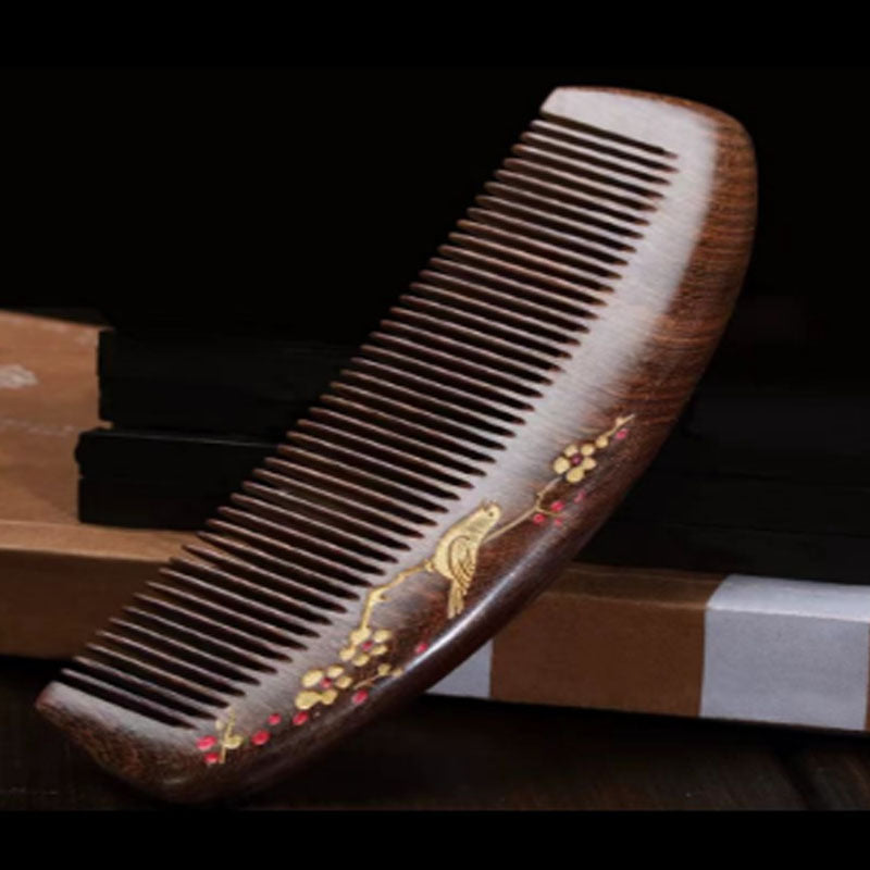 Sandalwood Double-sided Carved Wood Scalp Head Hair Brushes & Combs