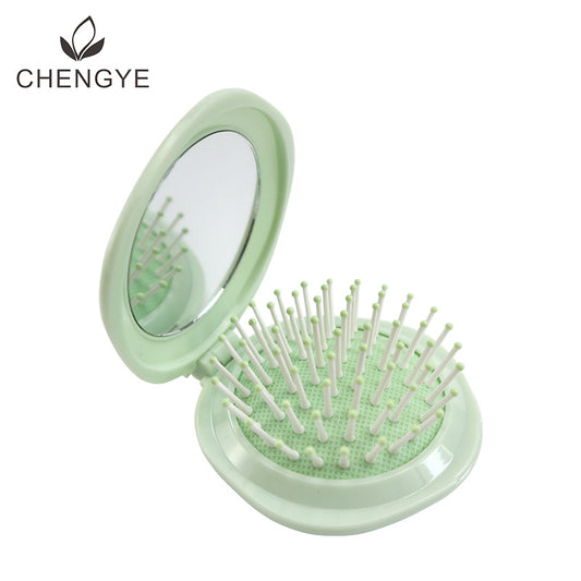 Petal Round Mirror Mini Pocket Travel Hair Brushes & Combs