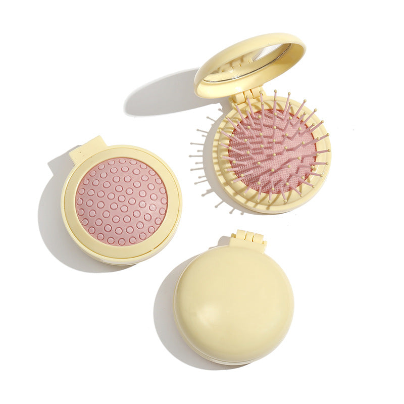 One-piece Pink Yellow Small Folding Mirror Cute Hair Brushes & Combs