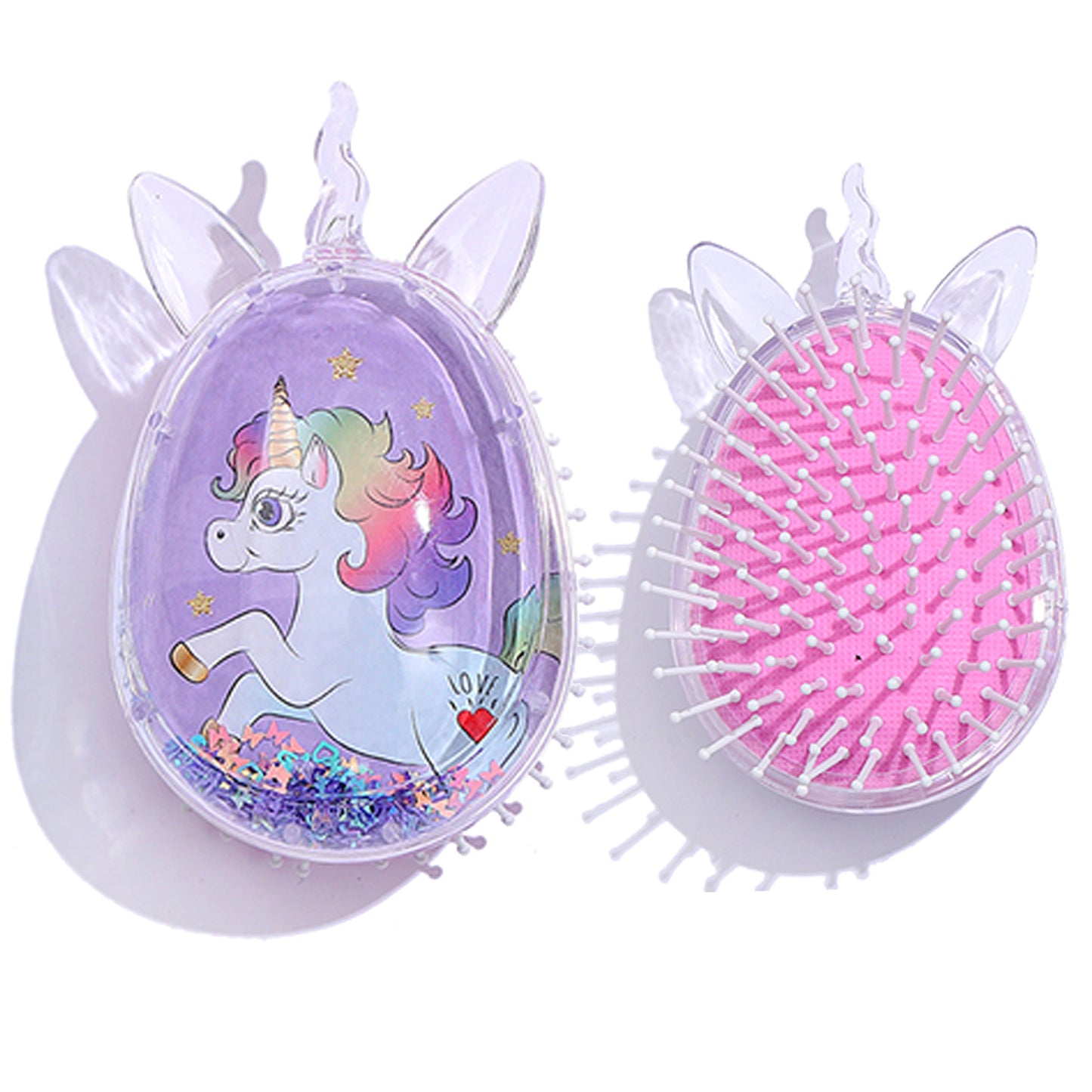 Children's Cute Cartoon Pattern Pony Shape Powder Sequins Portable Airbag Hair Brushes & Combs