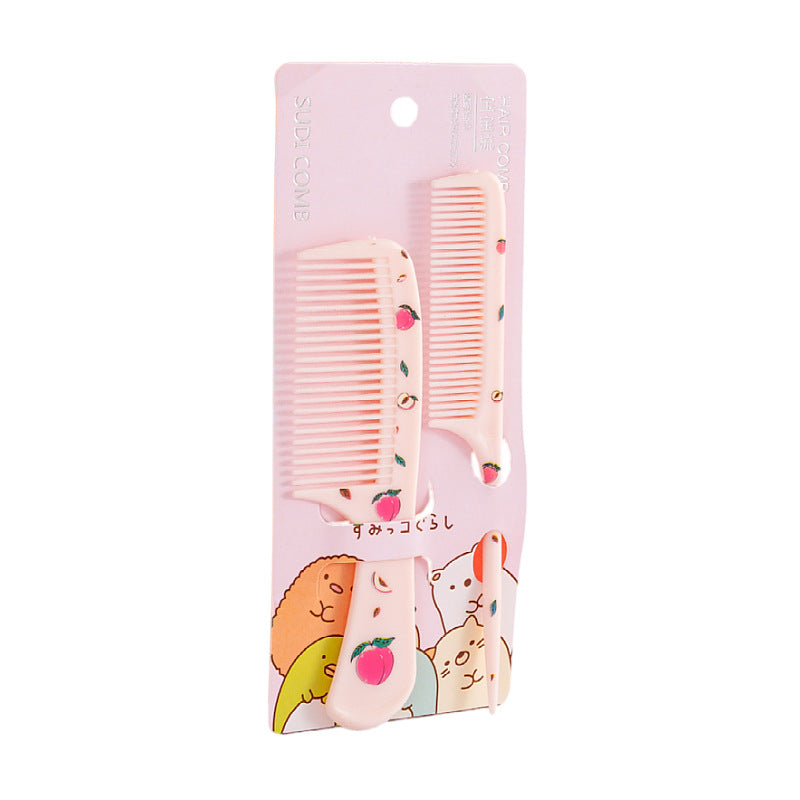 2 Cute Cartoon Printed Plastic Small Portable Hair Brushes & Combs