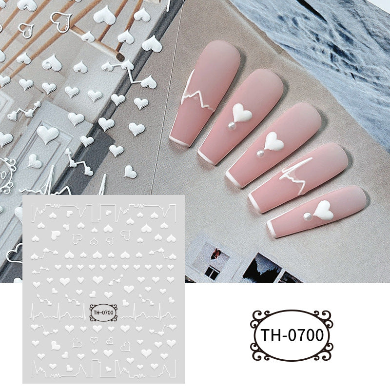 White Three-dimensional Adhesive Shell Relief Paper Nail Care Nail Art