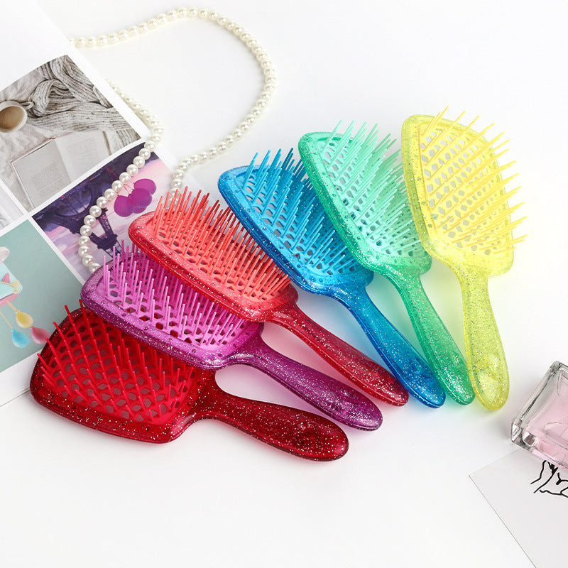 Shape Portable Transparent Color Head Massage Hair Brushes & Combs