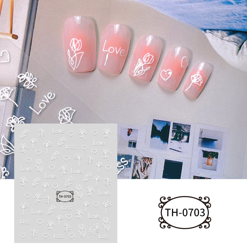 White Three-dimensional Adhesive Shell Relief Paper Nail Care Nail Art