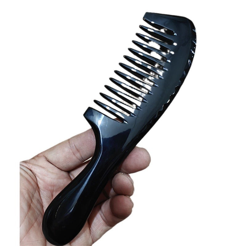 Black Round Handle Buffalo Horn Dense Hair Brushes & Combs