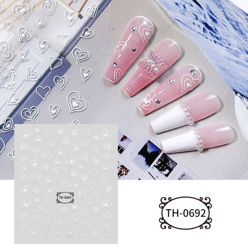 White Three-dimensional Adhesive Shell Relief Paper Nail Care Nail Art