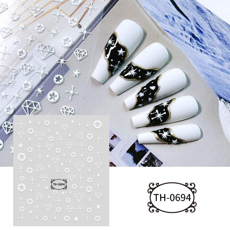 White Three-dimensional Adhesive Shell Relief Paper Nail Care Nail Art