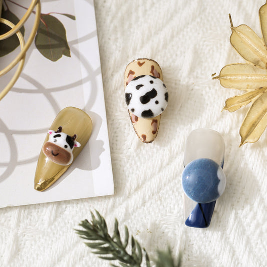 Calf Cow Suit Three-dimensional Painted Animal Nail Stickers