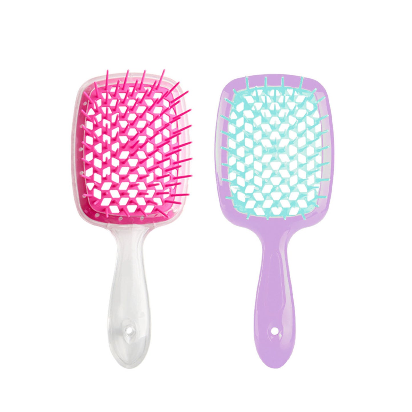 Square Hollow Grid Color Stitching Massage Hair Brushes & Combs