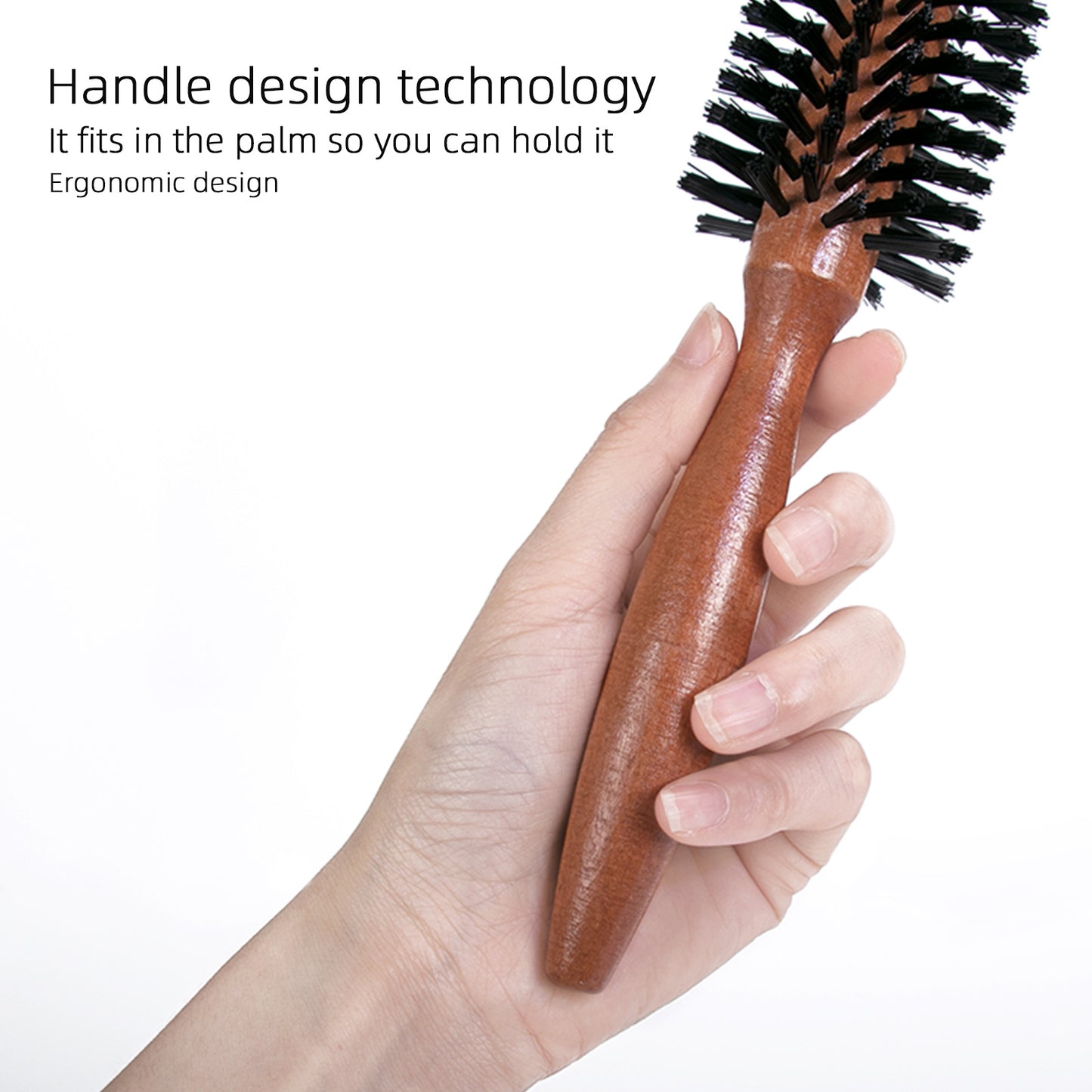 Women's & Men's Round Brush Wooden Rolling Nylon Inner Hair Brushes & Combs