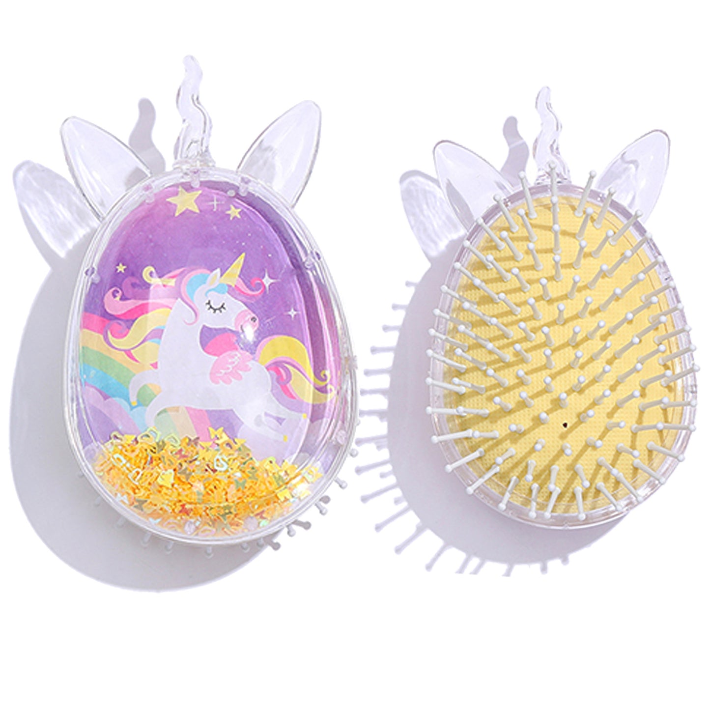 Children's Cute Cartoon Pattern Pony Shape Powder Sequins Portable Airbag Hair Brushes & Combs