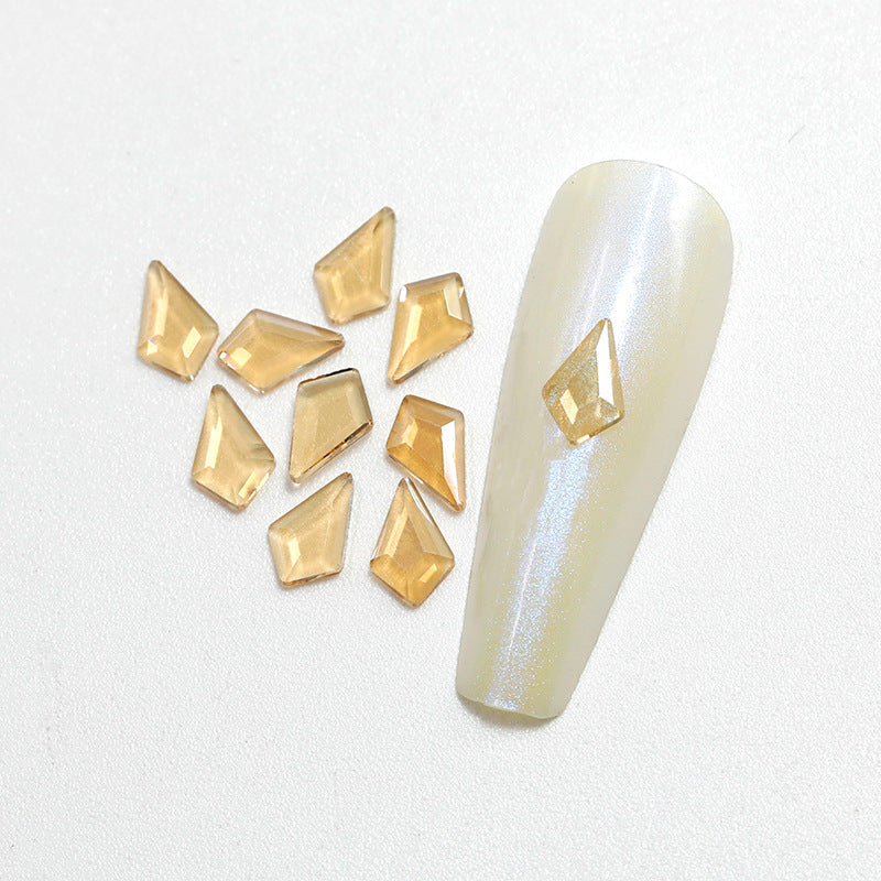 Tea Color Aurora Diamond Transparent Flat-bottomed Fancy Shape Rhinestone Nail Care Nail Art